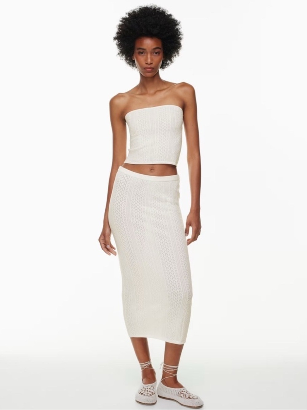 Little Moon Cream Skirt and Tube Top Set